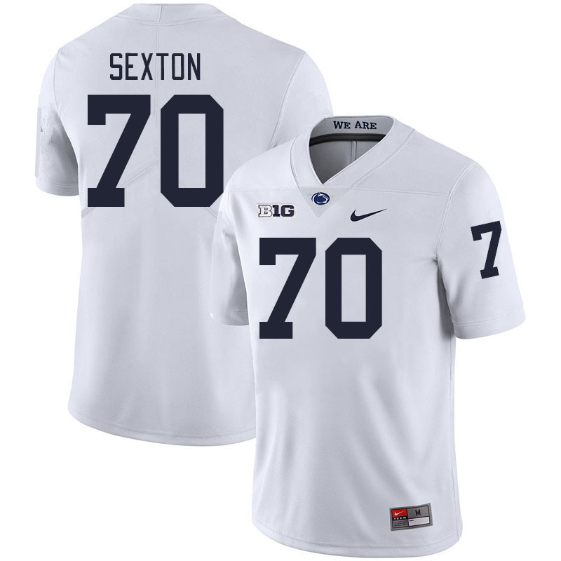 Men #70 Garrett Sexton Penn State Nittany Lions College Football Jerseys Stitched-White